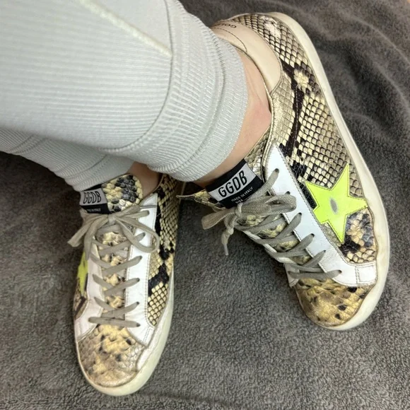 Golden Goose Superstar Sneakers Size 10 Snake Embossed - Picture 10 of 15